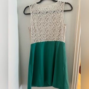 Lacey Cream and green Mini Dress